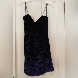 Black Velvet Cocktail Dress With Purple Sparkle